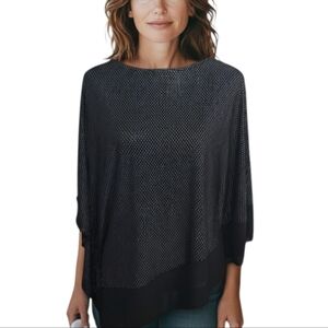 Joseph Ribkoff Elegant Black and White Asemetrical Micro Dot Blouse Sz.S EUC.